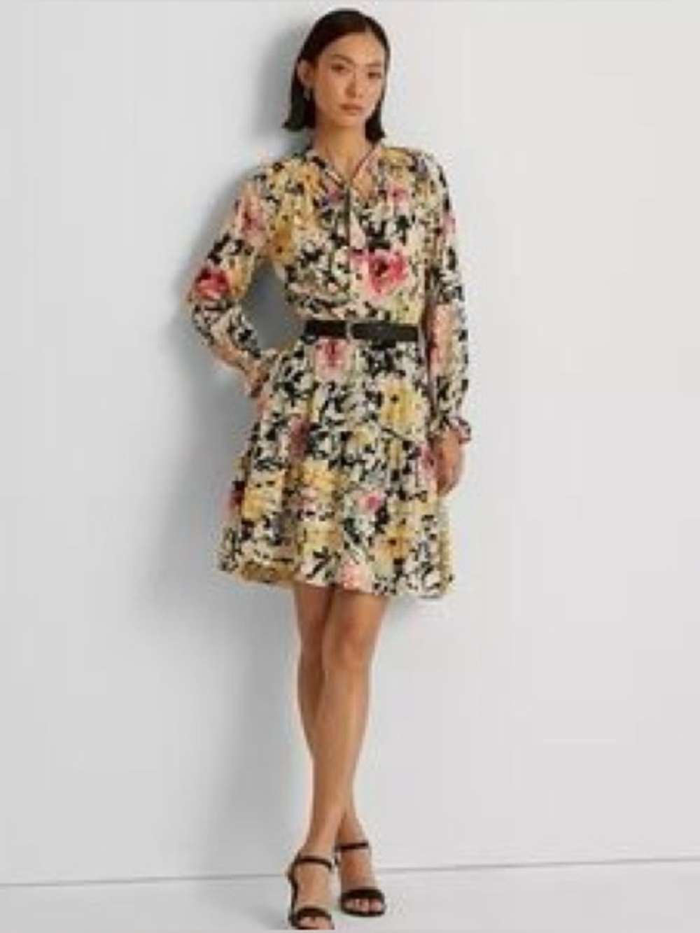 Lauren Ralph Lauren Plus Sz 18 Black Label Multicolor Floral Dress Cotton Voile - Picture 16 of 16